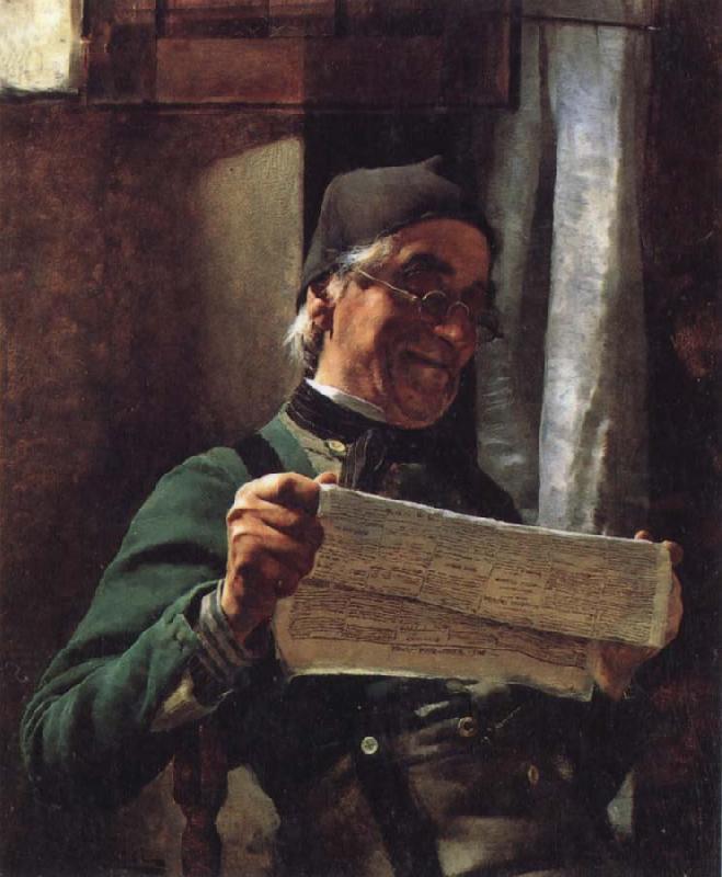 Tito Lessi Reading the Newpaper oil painting image